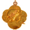 Art Nouveau gold slide locket four leaf clover with woman head